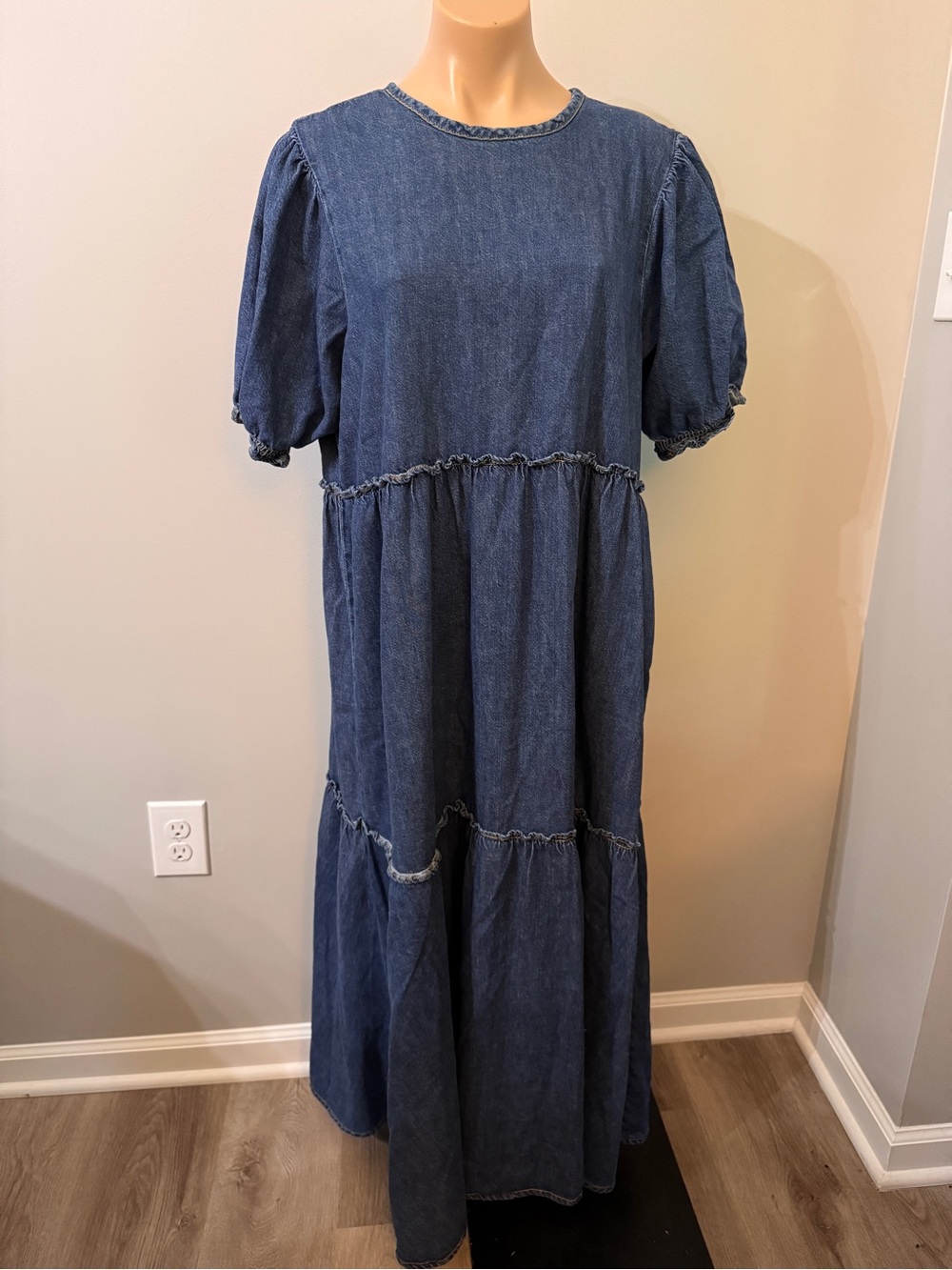 Forever 21 Premium Denim Tiered Dress XL Blue Jean - Picture 2 of 5